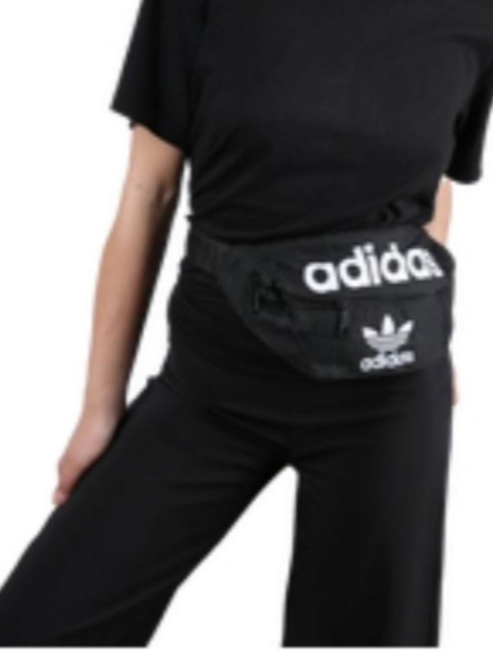 adidas Black Waist Pack with White Logo